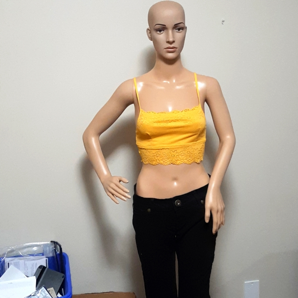 Rose &Vine Crop Top Size SP color is Mustard Yellow